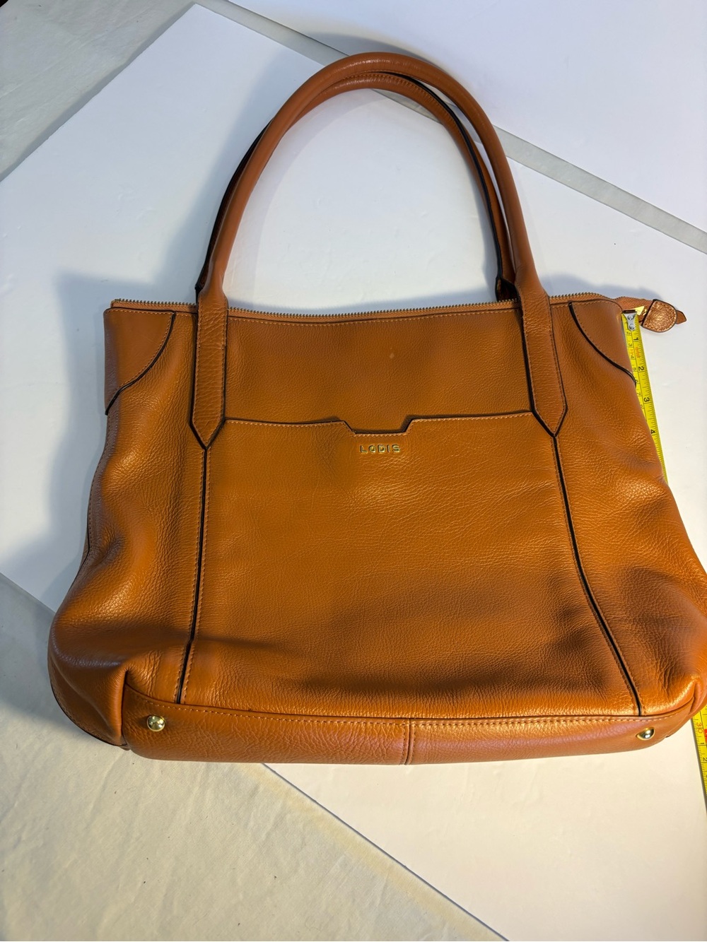 Lodis Kiera Pebbled Leather Tote – Caramel / Tan
